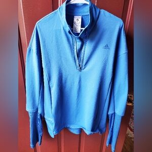 Adidas Cold.RDY blue golf 1/4 zip top thumbholes SZ XL